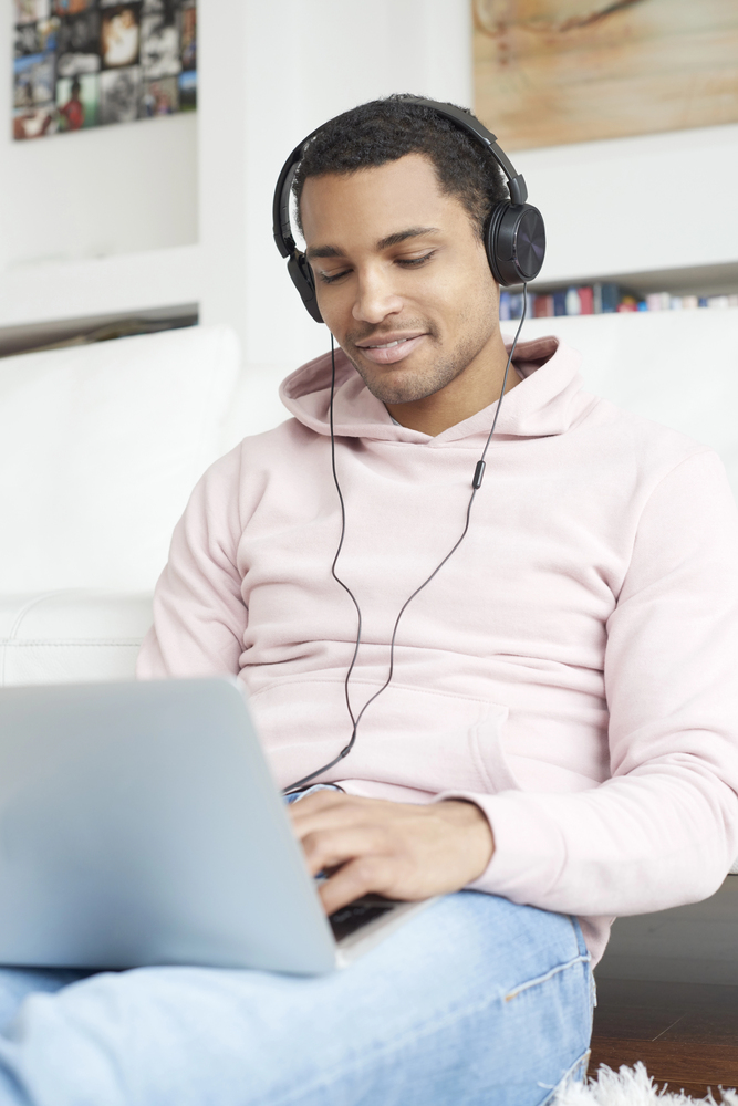 Young man using laptop